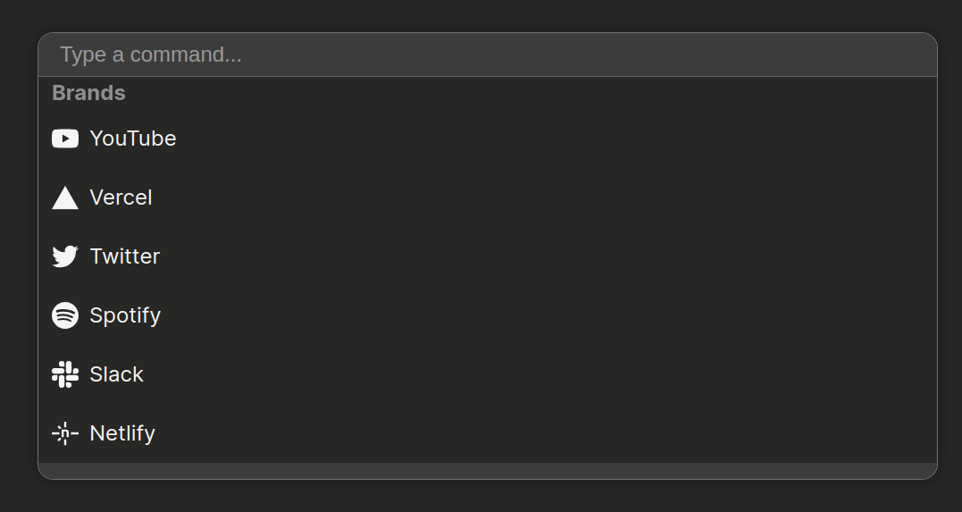Command Palette Component in a Dark Theme